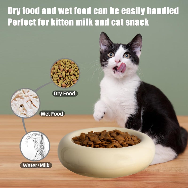 KTLECL 6.1 Inch Cat Bowls, 7 oz Ceramic Cat Food Bowl, Whisker Fatigue Relief Cat Bowl, Anti-Vomiting, Protect Spine, Perfect for Indoor Cats(2pc Yellow) - Image 3